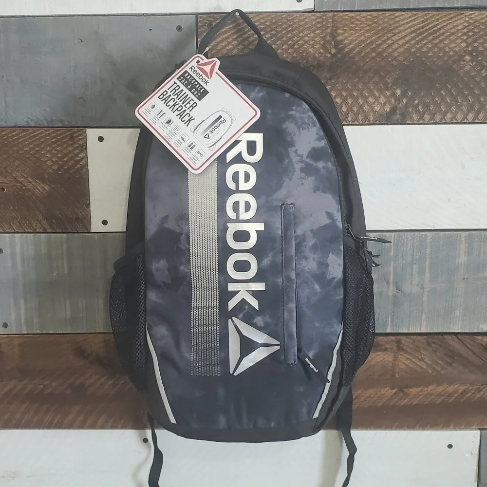 Reebok Trainer Black Gray Silver Tie Dye Backback Unisex NWT